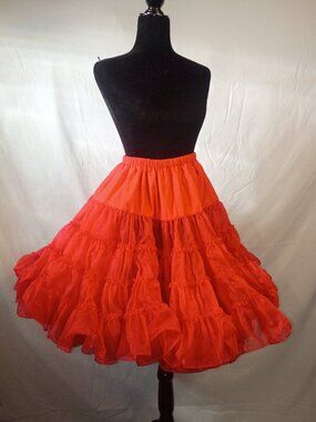 Vtg PRINCESS Lipstick Red Organza Ruffled Can-Can Crinoline Petticoat 23" Length